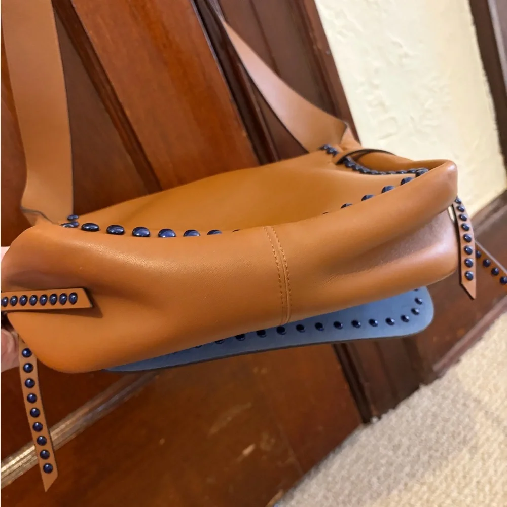 Coach Dakota Crossbody Bag Brown with Blue Studs - Picture 6 of 11